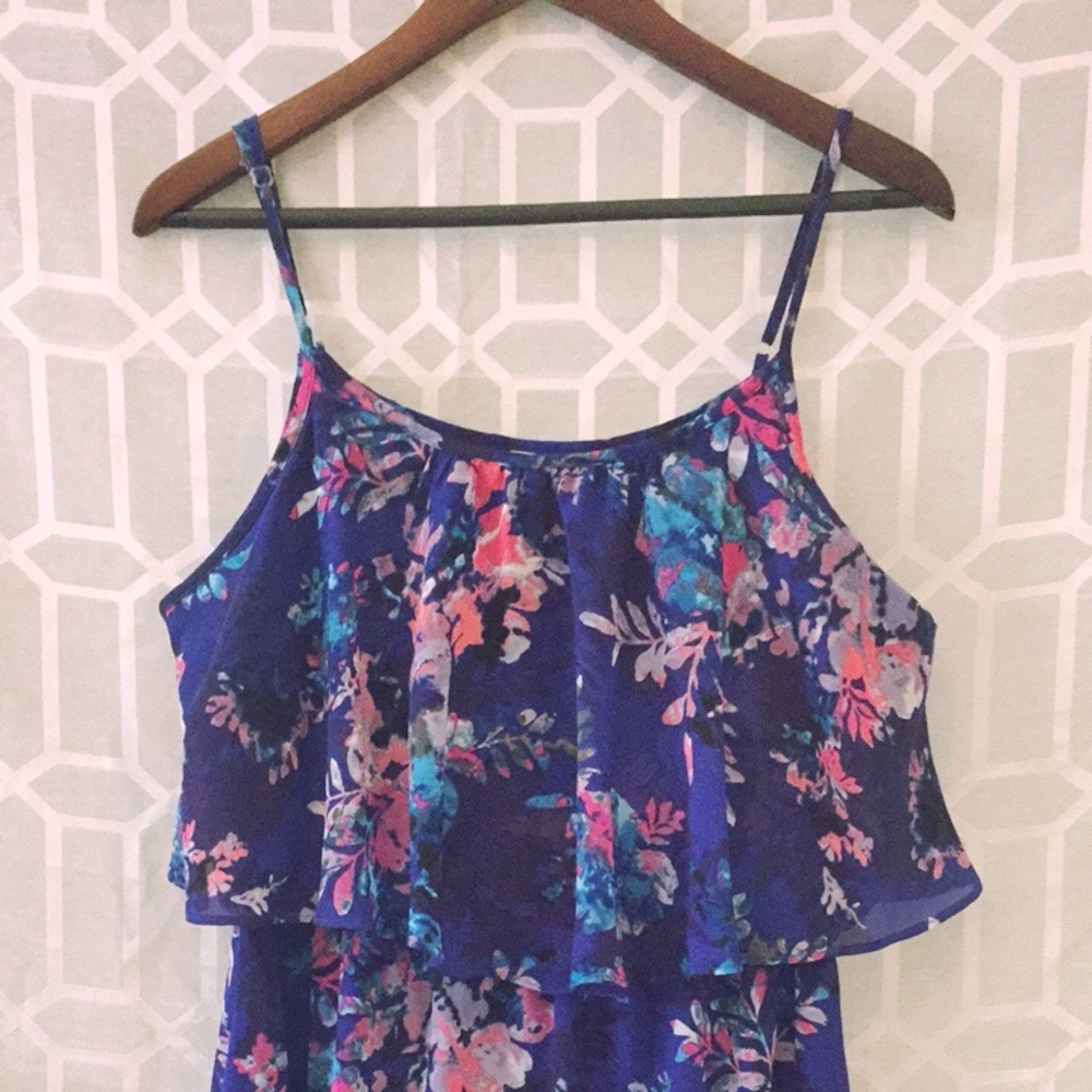 Floral layered mini dress